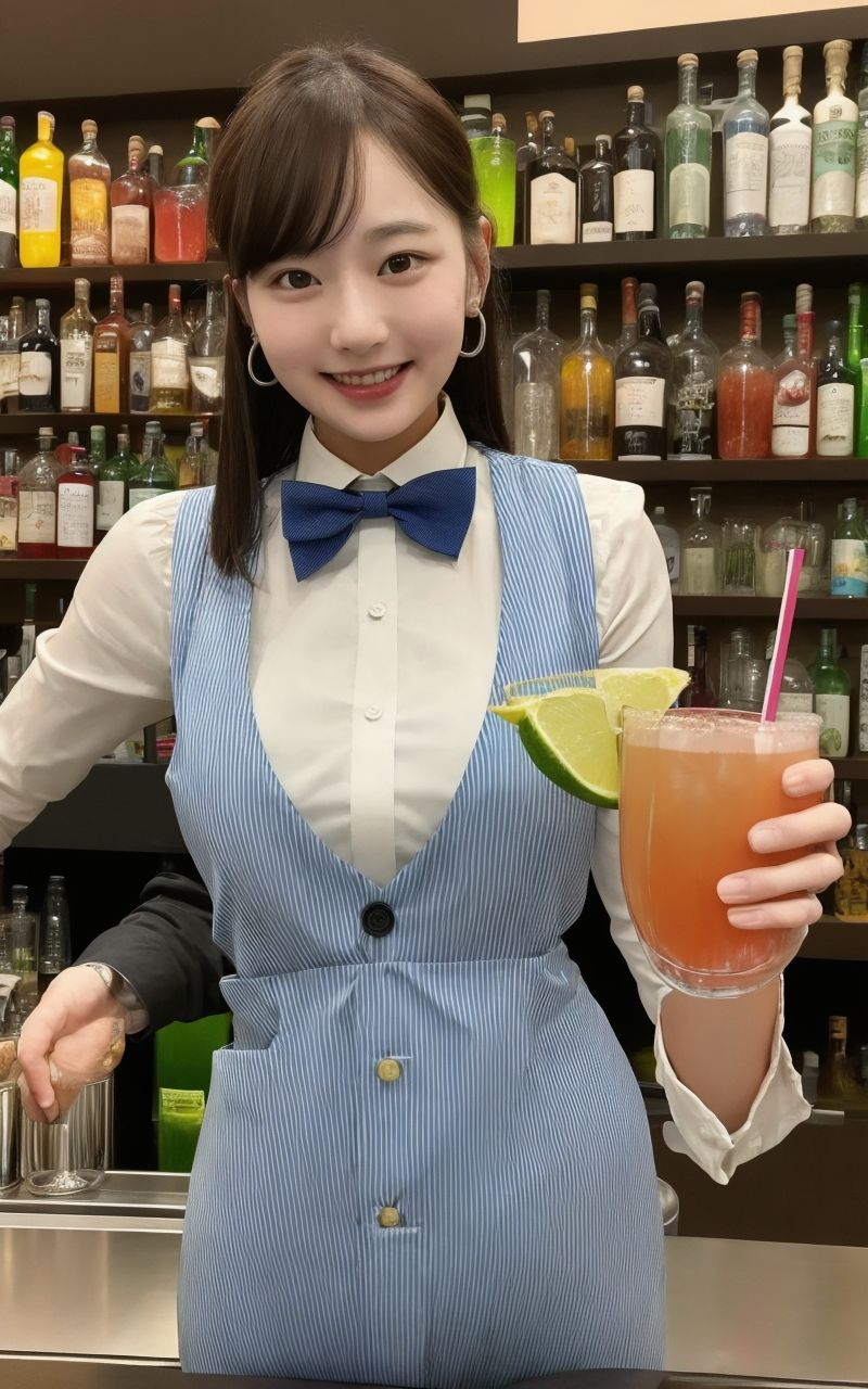 サンプル画像5:AI美女写真集┃バーテンダーの乙女(AI美女写真集┃清楚な大人) [d_542152]