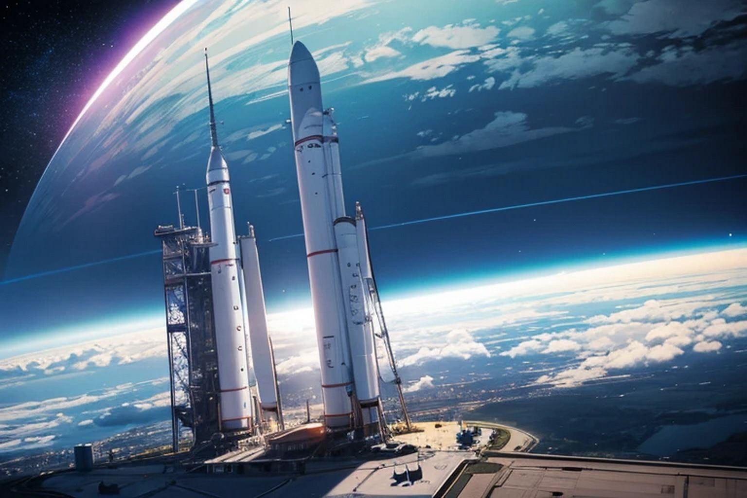 サンプル画像1:宇宙ロケット  背景素材(豊川内角) [d_542155]