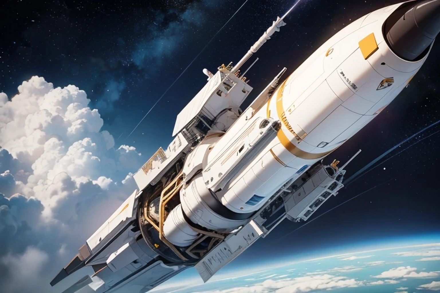 サンプル画像2:宇宙ロケット  背景素材(豊川内角) [d_542155]