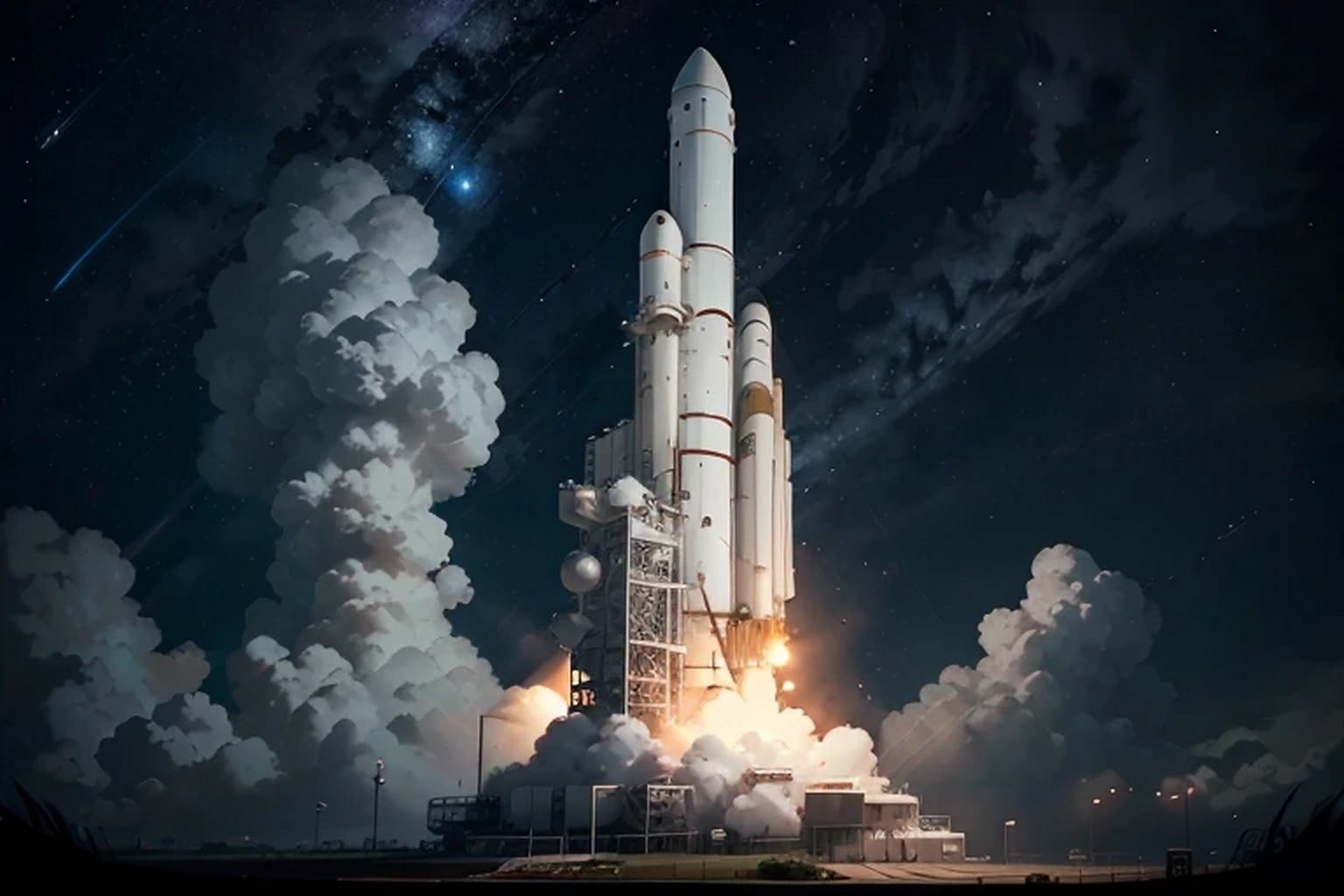 サンプル画像5:宇宙ロケット  背景素材(豊川内角) [d_542155]