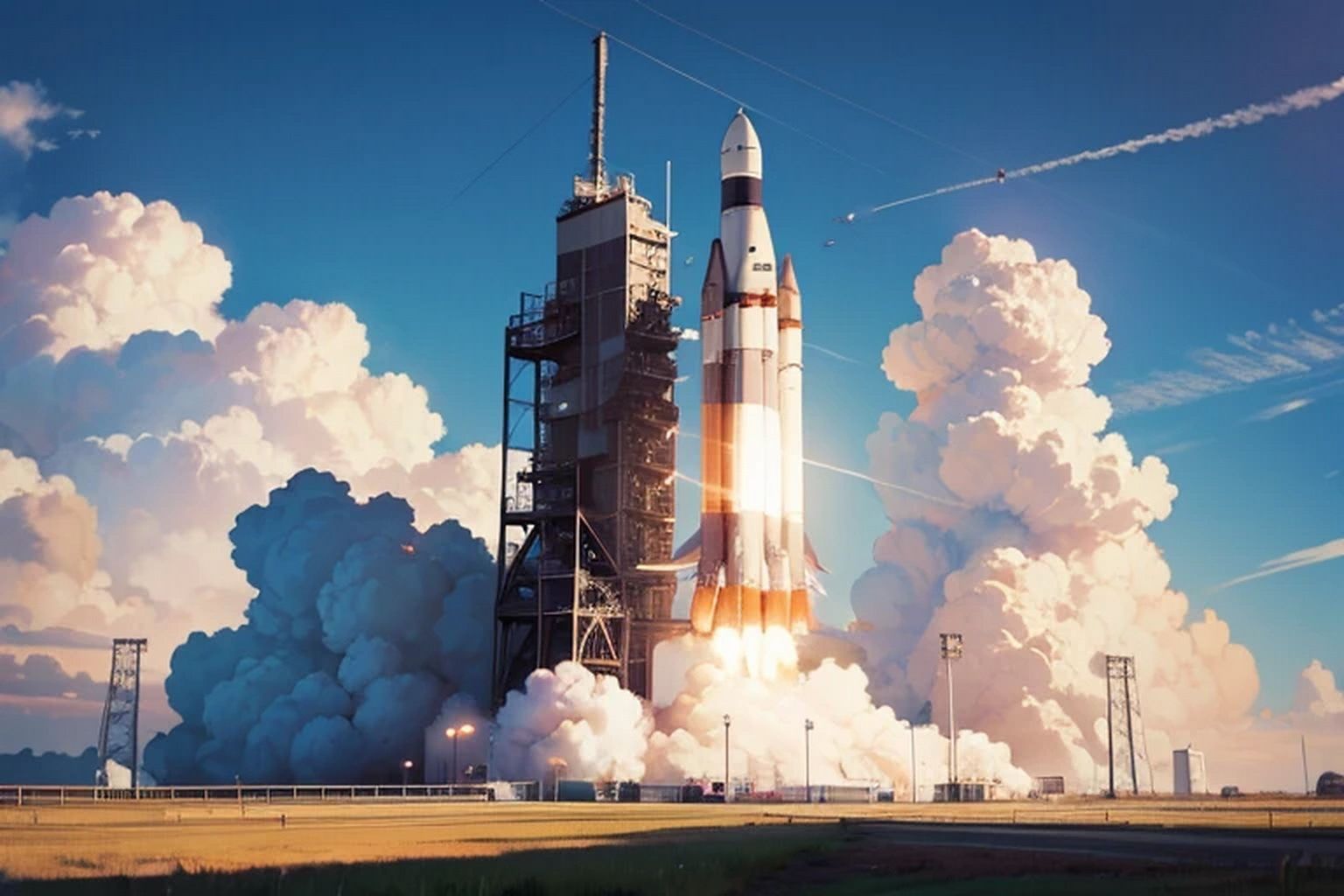 サンプル画像6:宇宙ロケット  背景素材(豊川内角) [d_542155]