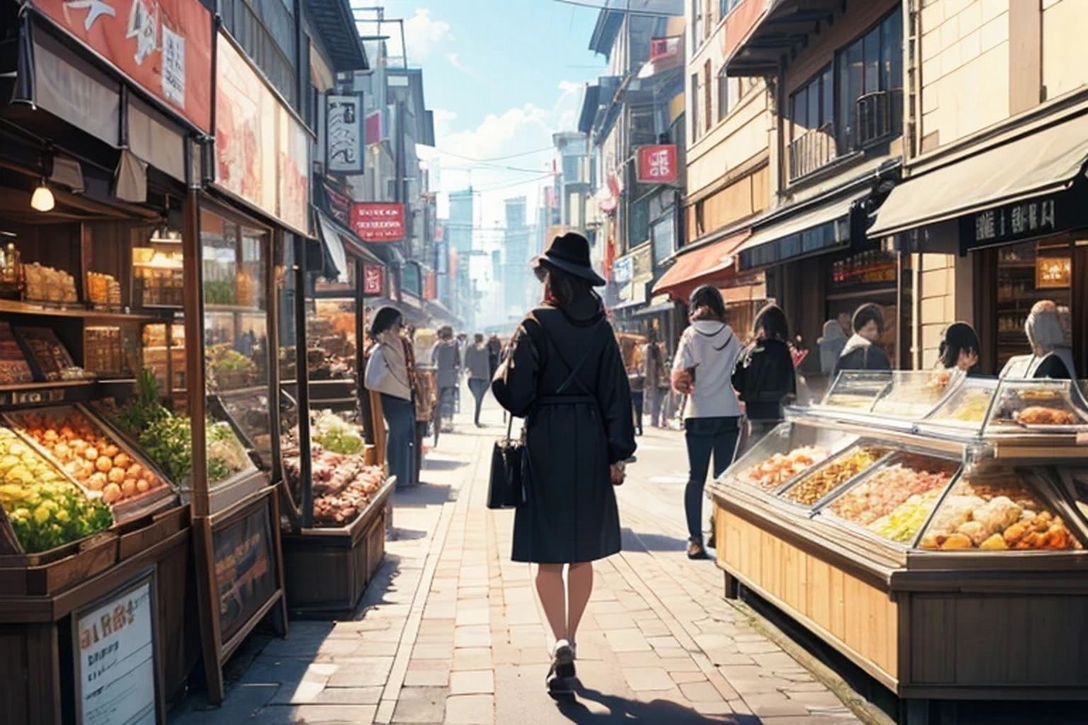 サンプル画像3:商店街  背景素材(豊川内角) [d_542164]