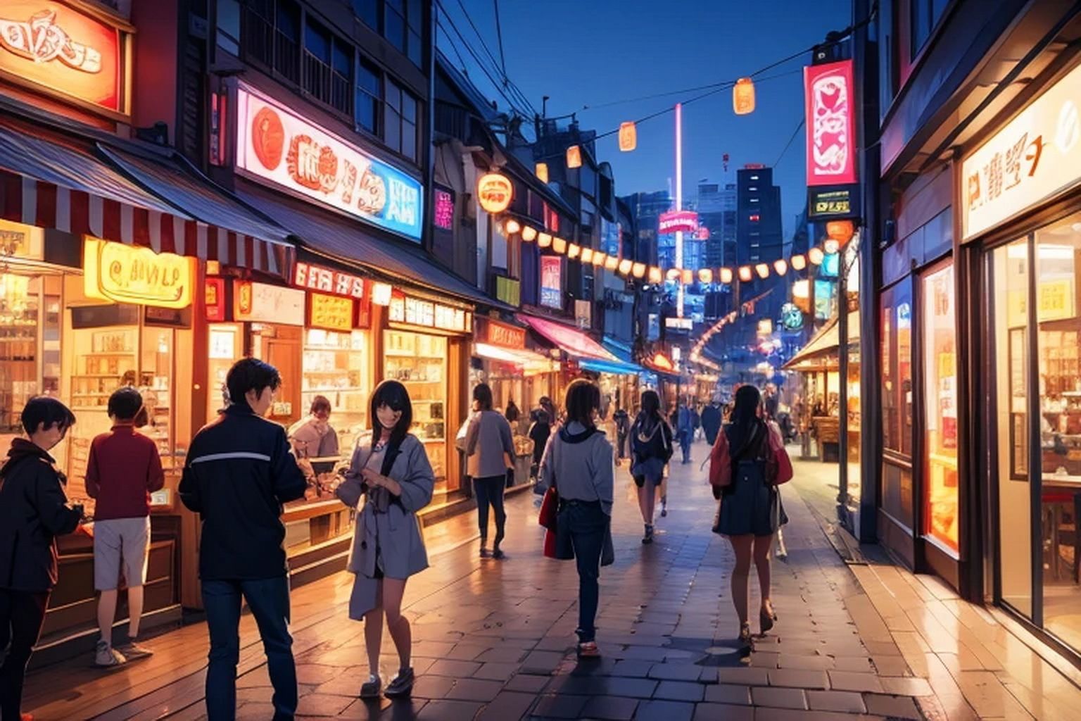 サンプル画像4:商店街  背景素材(豊川内角) [d_542164]