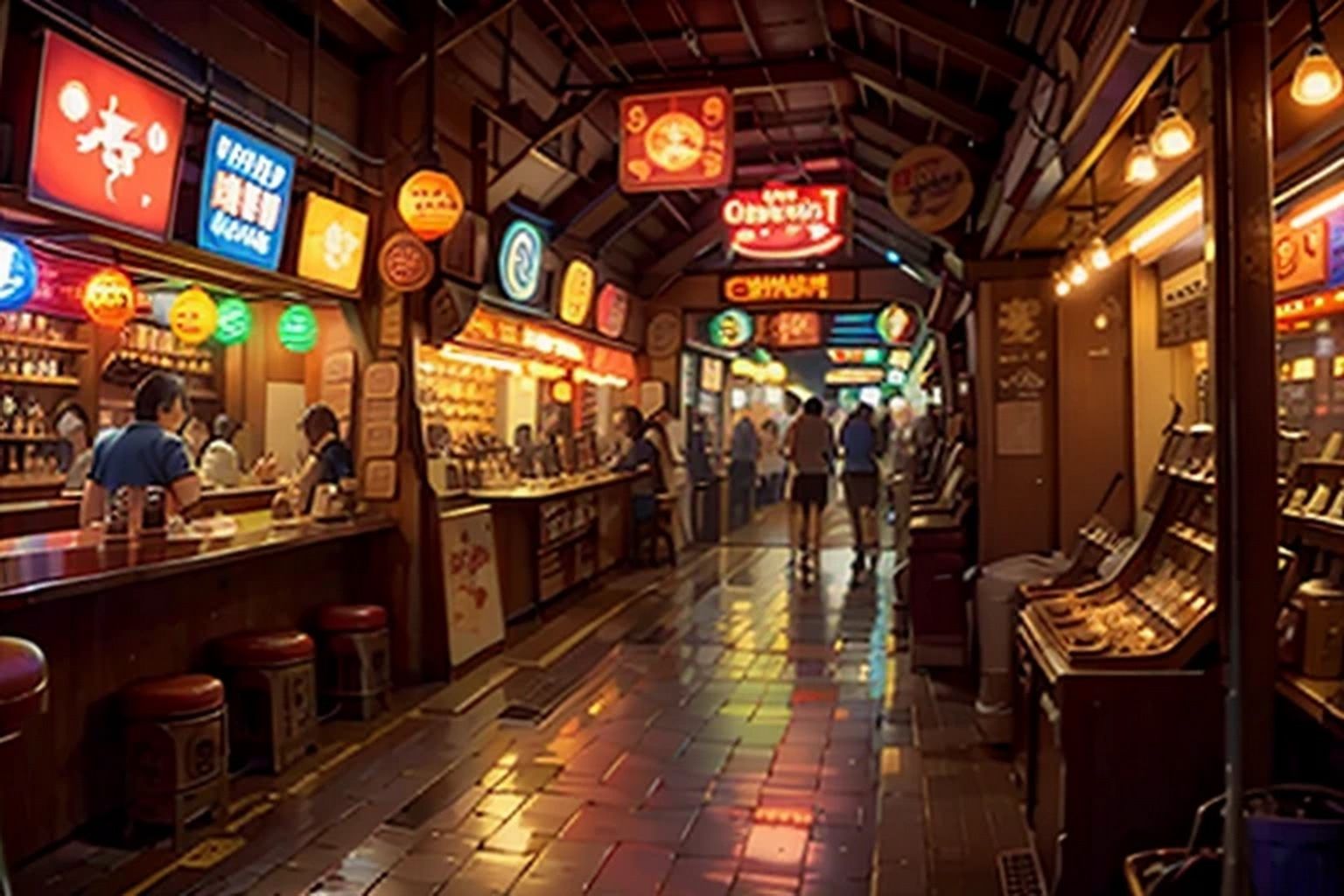 サンプル画像5:商店街  背景素材(豊川内角) [d_542164]