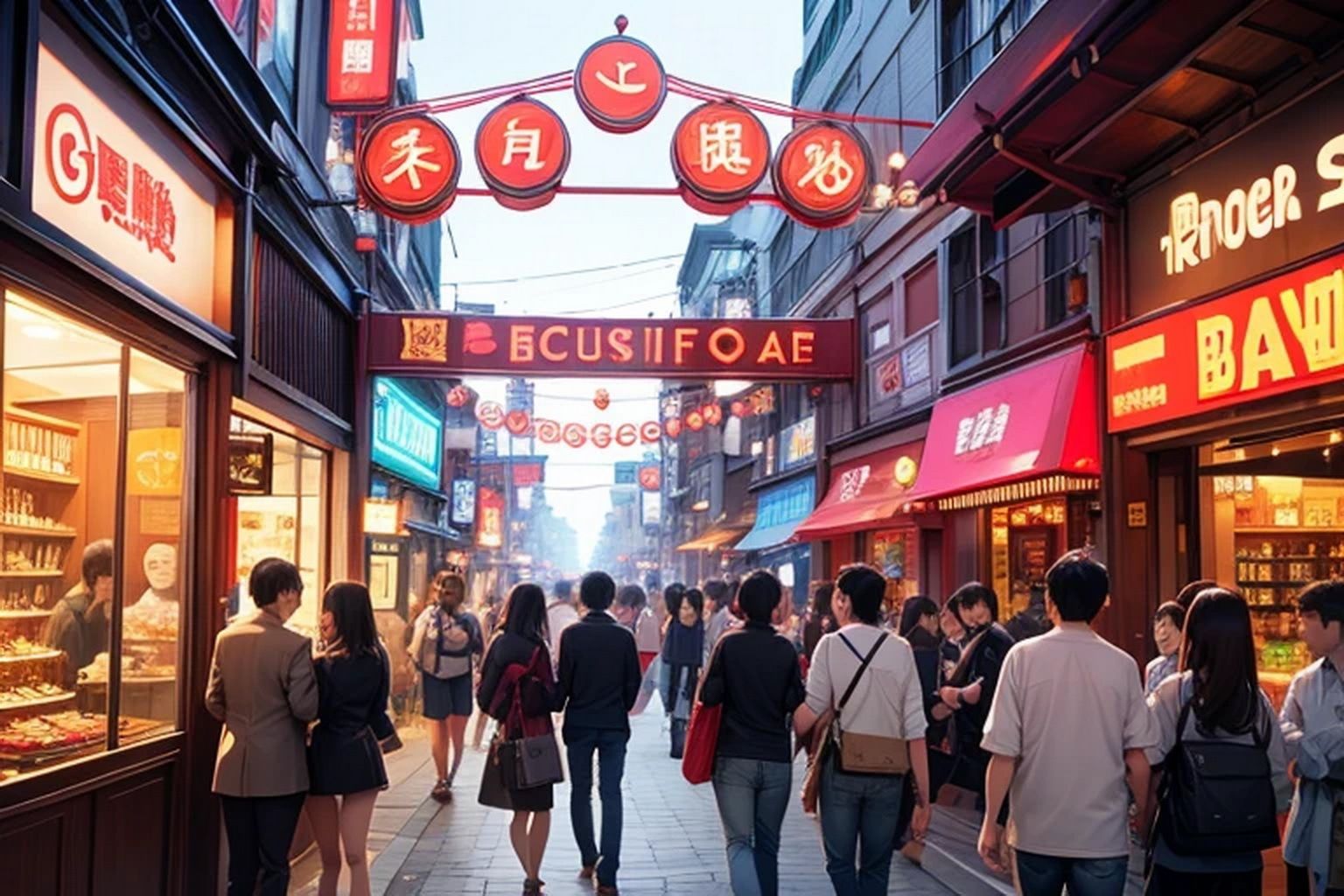 サンプル画像6:商店街  背景素材(豊川内角) [d_542164]