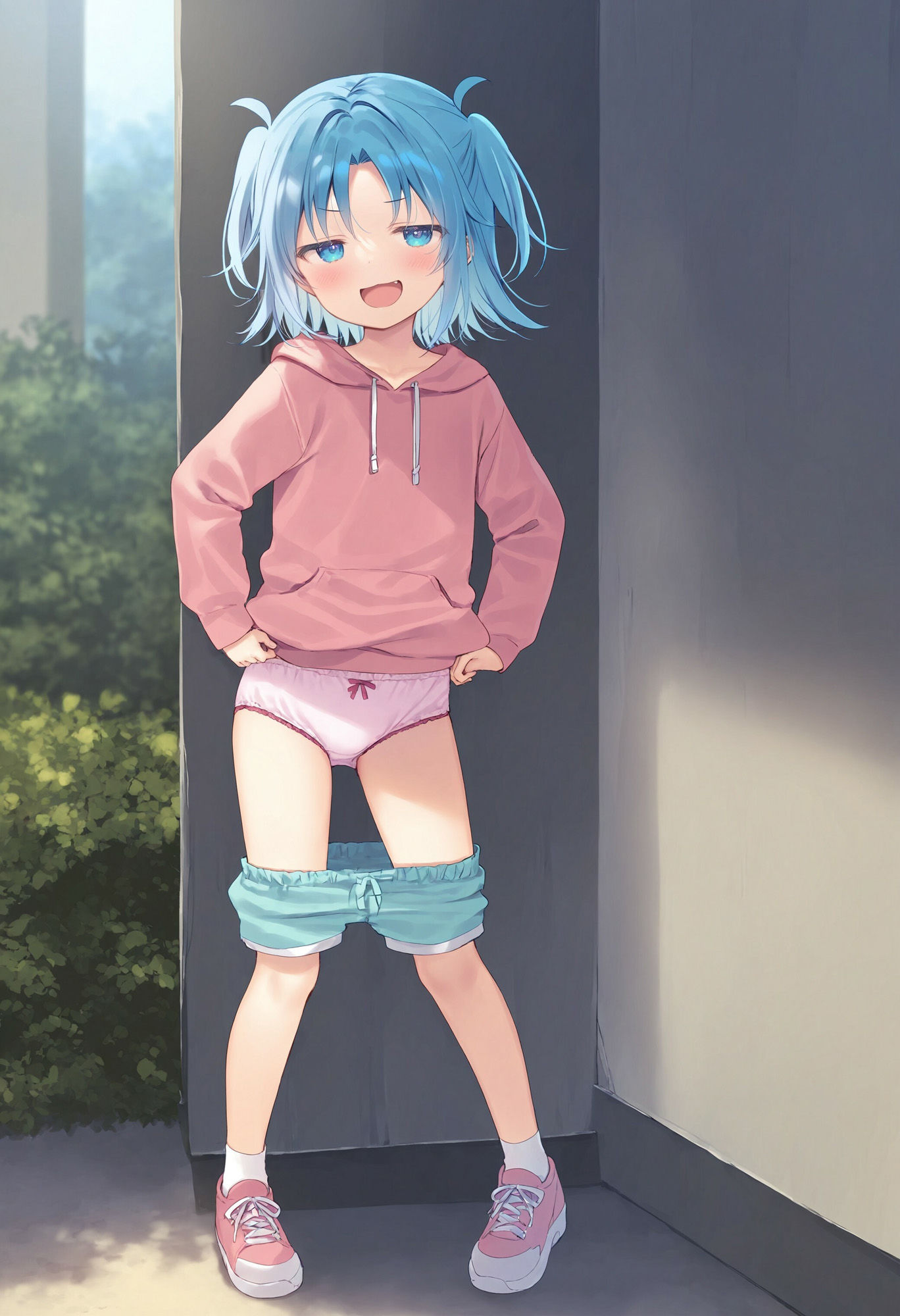 サンプル画像1:生意気なショートパンツ少女に見下されながらパンツを見せてもらった(でのいず) [d_542267]