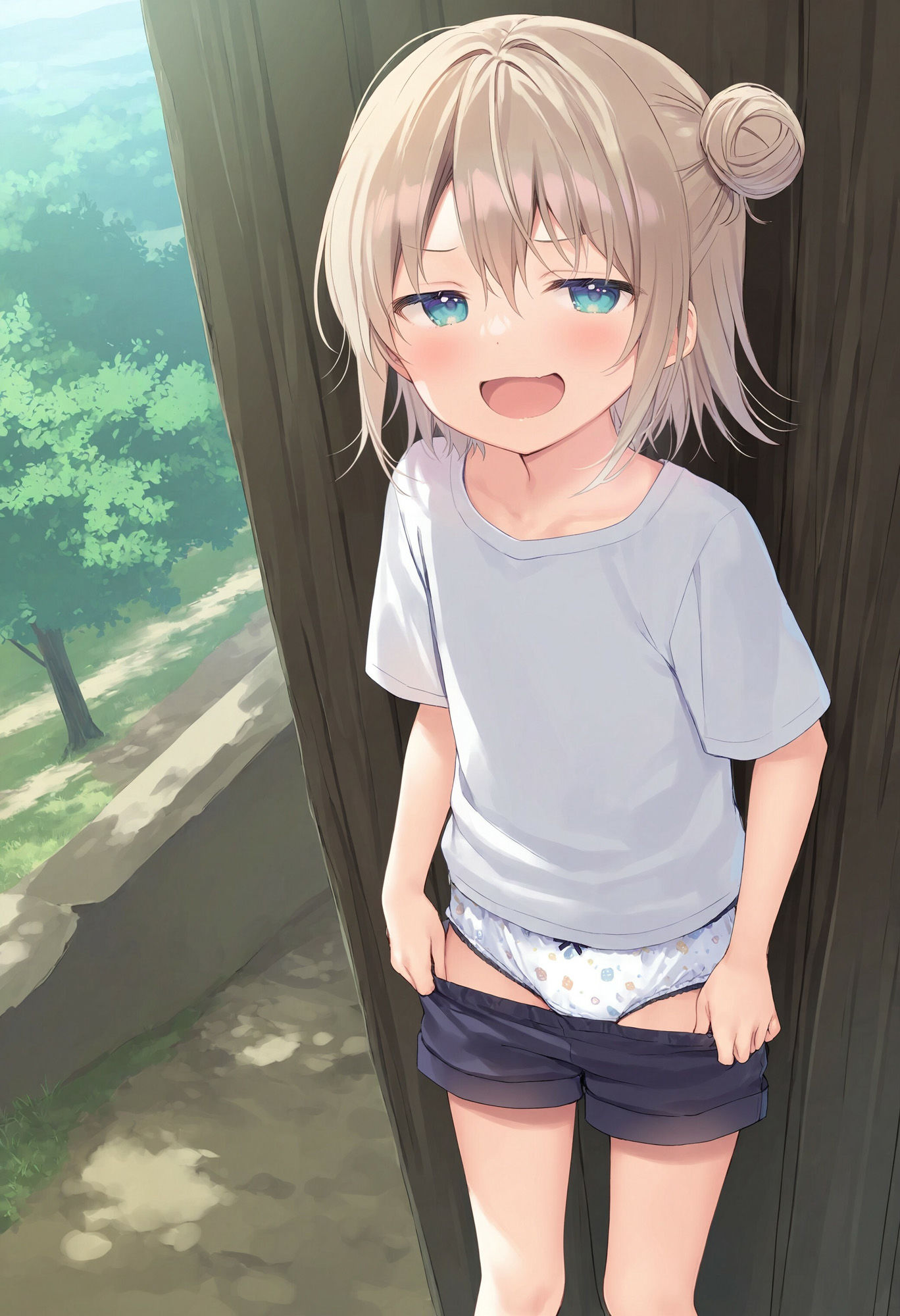 サンプル画像2:生意気なショートパンツ少女に見下されながらパンツを見せてもらった(でのいず) [d_542267]