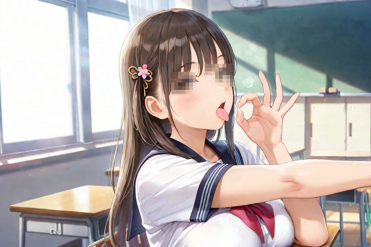 サンプル画像1:教室でこっそり  私の合図わかるよね？(なんこつくん) [d_542525]