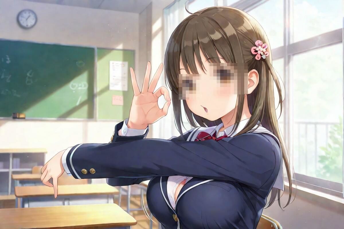 サンプル画像2:教室でこっそり  私の合図わかるよね？(なんこつくん) [d_542525]