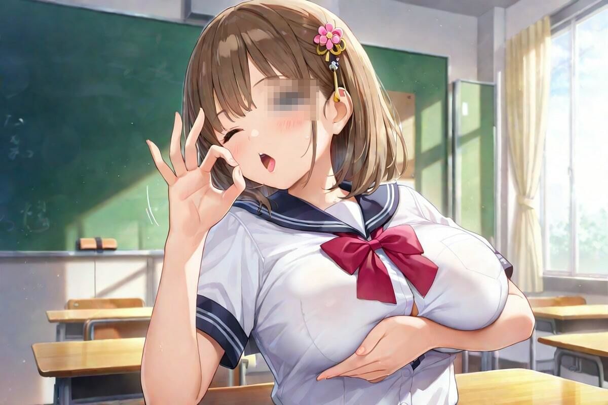 サンプル画像4:教室でこっそり  私の合図わかるよね？(なんこつくん) [d_542525]