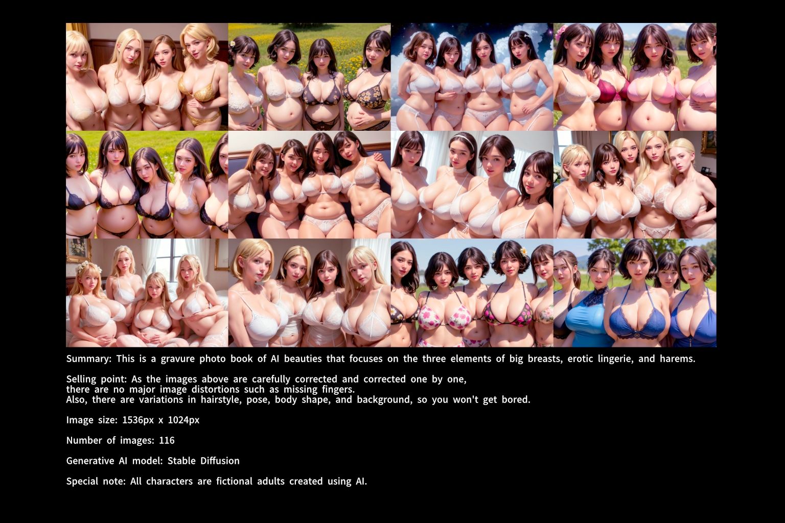 サンプル画像2:巨乳エロ下着ハーレムの至福  AI美女グラビア写真集(ZYUMOMO) [d_543081]