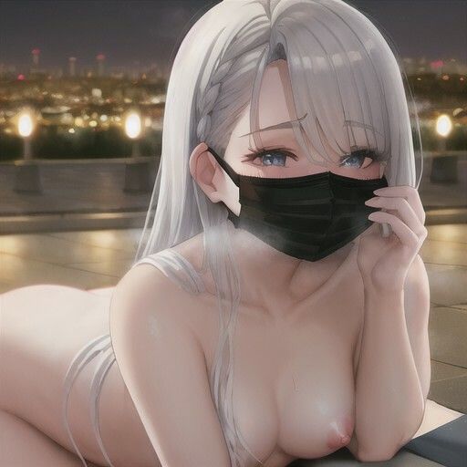 夜に全裸マスクで露出する部！！  銀髪ちゃん編の作品画像 3