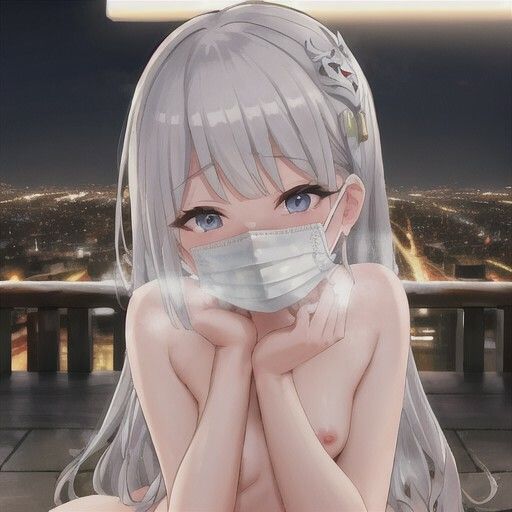 夜に全裸マスクで露出する部！！  銀髪ちゃん編の作品画像 5