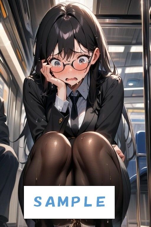 サンプル画像2:電車の中でお漏らしするメガネOLちゃん(わたあめ) [d_543164]
