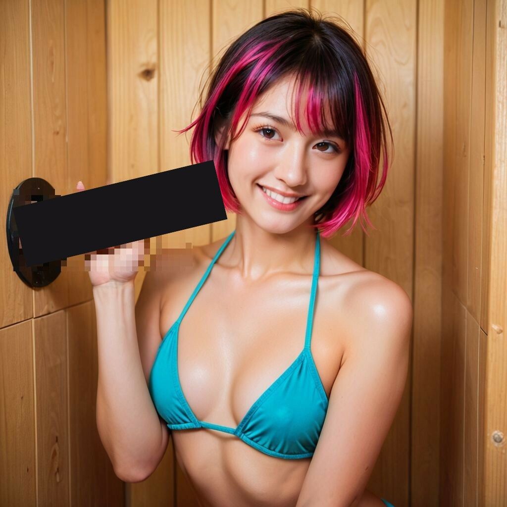 サンプル画像2:ラッキーホール付きサウナ店(AI美エロ) [d_543323]