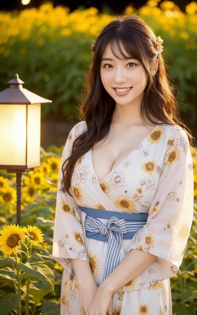 サンプル画像2:【美女名録】vol1.15  向日葵の夜──ひまわり畑で待つ君  204枚【AIグラビア写真集】(AI美女制作参謀本部2課) [d_544165]