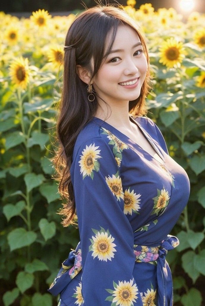 サンプル画像3:【美女名録】vol1.15  向日葵の夜──ひまわり畑で待つ君  204枚【AIグラビア写真集】(AI美女制作参謀本部2課) [d_544165]