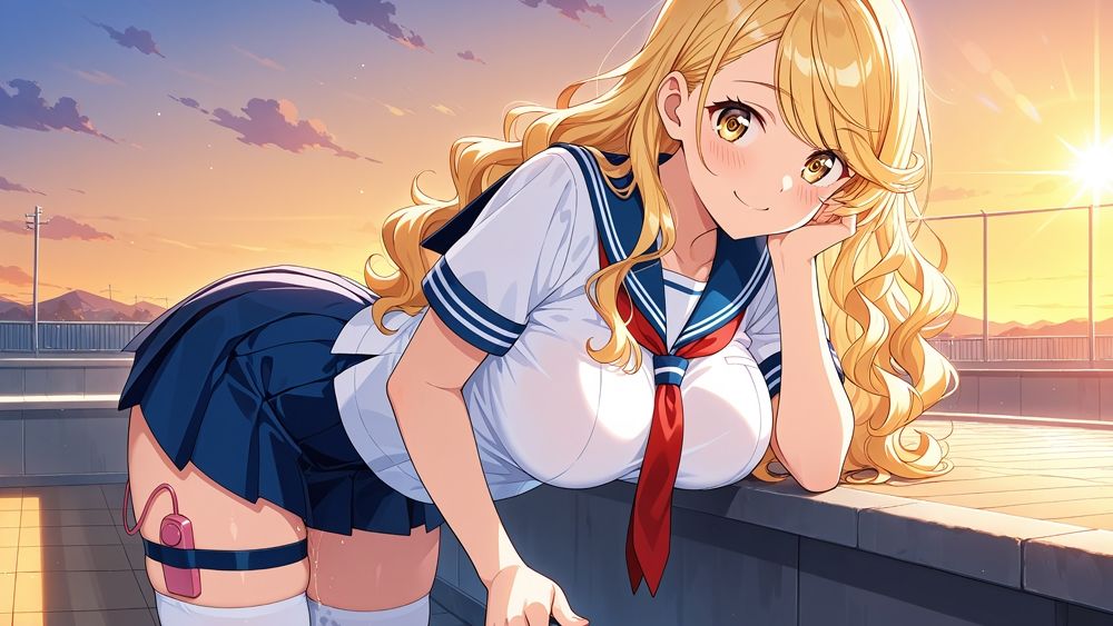 サンプル画像4:カメラの前で乱れる金髪と黒髪の爆乳グラドル(御一堂) [d_545171]