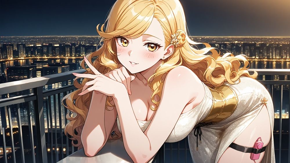 サンプル画像6:カメラの前で乱れる金髪と黒髪の爆乳グラドル(御一堂) [d_545171]