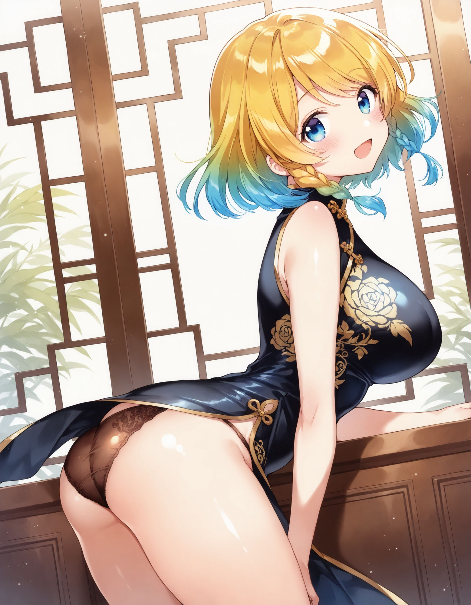 サンプル画像2:チャイナドレスで前かがみパンチラ(D.P.H.) [d_545229]