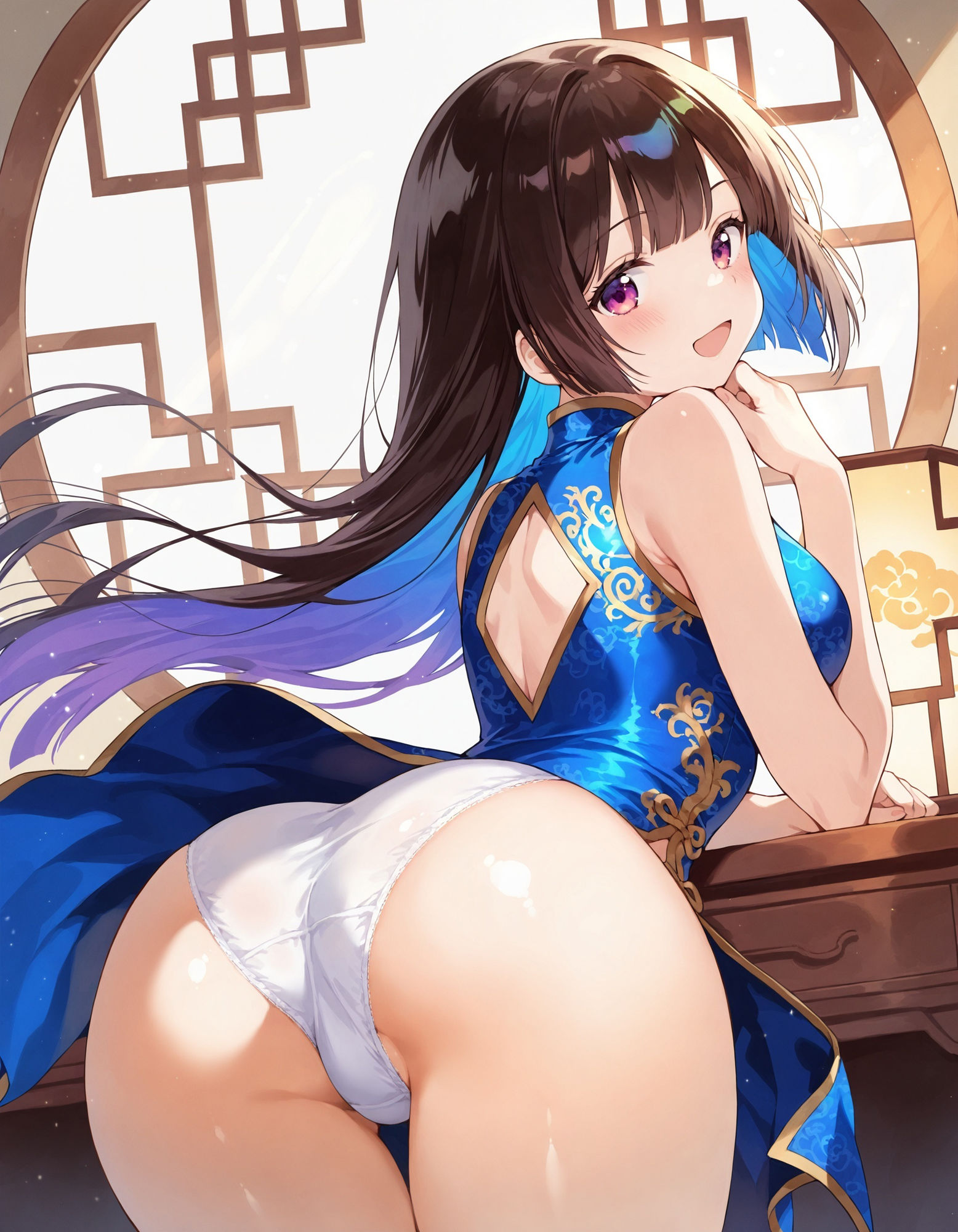 サンプル画像4:チャイナドレスで前かがみパンチラ(D.P.H.) [d_545229]