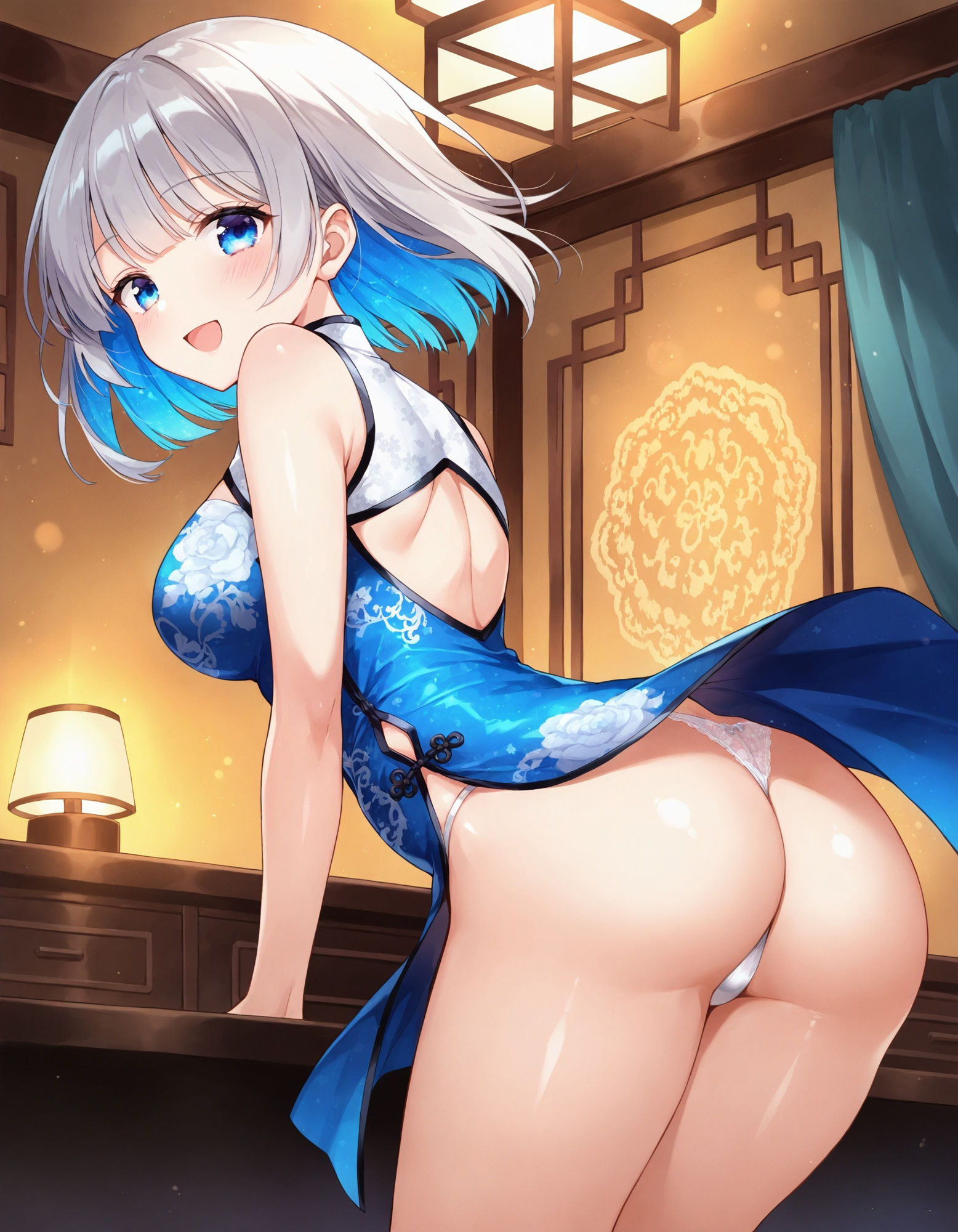 サンプル画像6:チャイナドレスで前かがみパンチラ(D.P.H.) [d_545229]