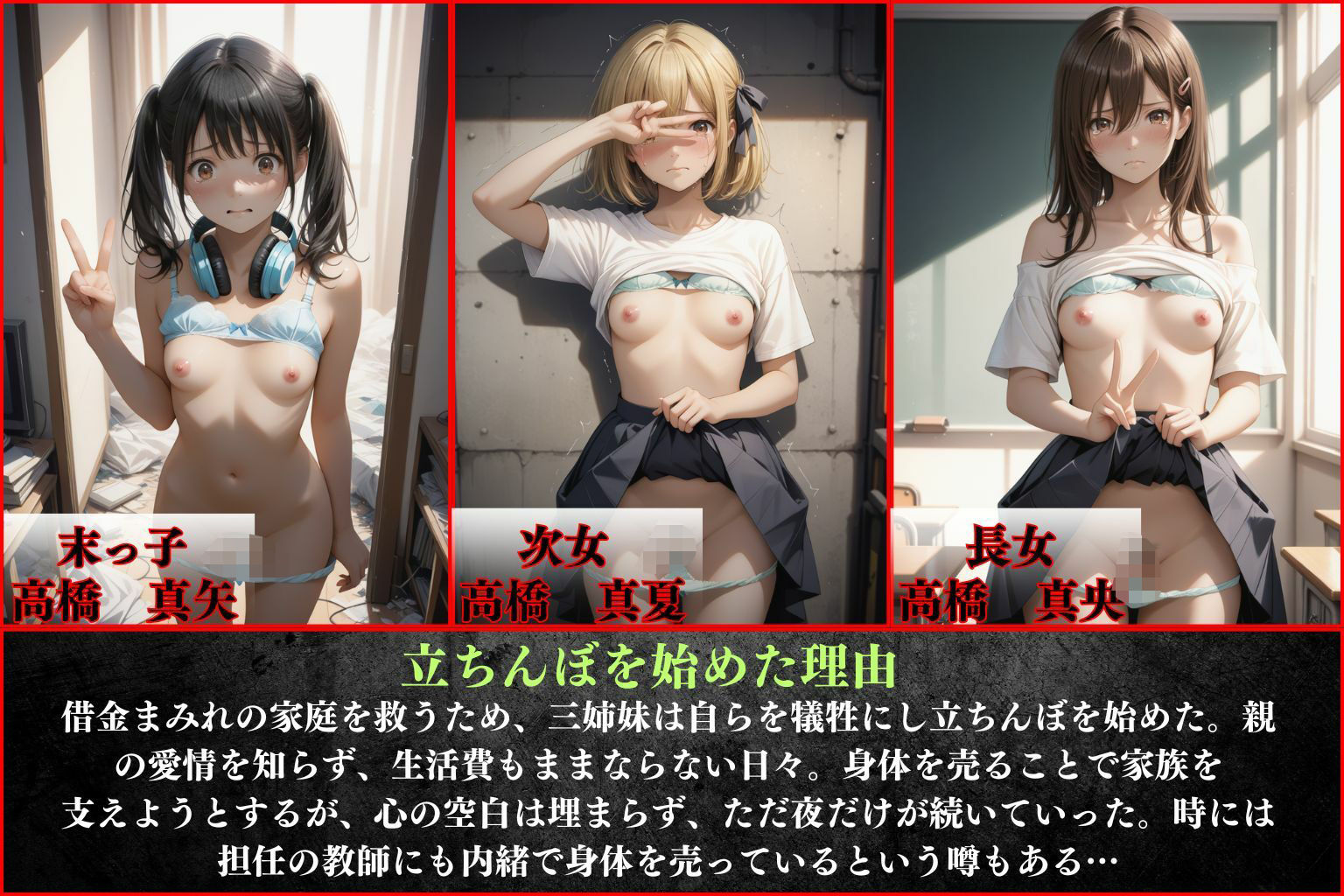 サンプル画像2:立ちんぼ三姉妹〜家族のために身体を売る三姉妹の実態に迫る〜(オーガニック) [d_545253]