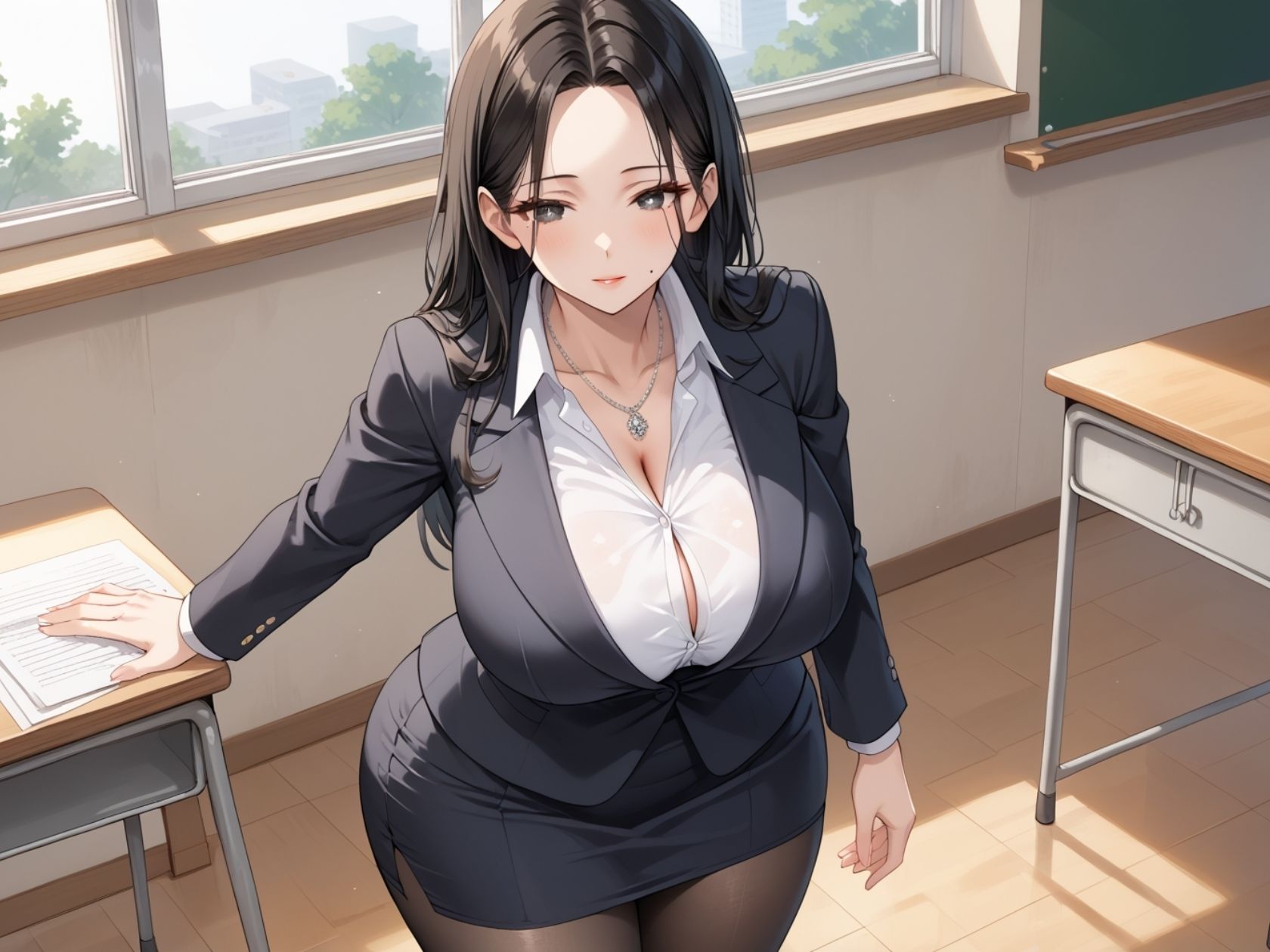 サンプル画像1:爆乳ドスケベボディな人妻女教師の生中出しご褒美性指導〜妊娠確定の種付け性教育〜(うおでっか) [d_545258]