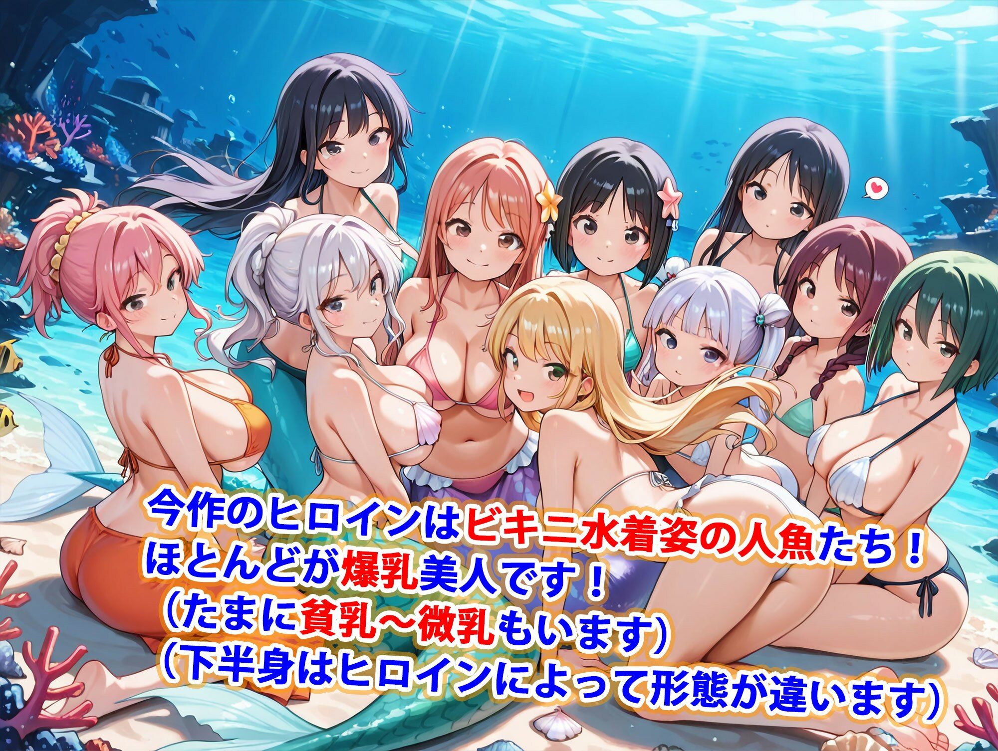 サンプル画像2:貞操逆転世界のハーレム種付け士〜サンゴ礁の爆乳ビキニ水着人魚編〜(爆乳ハーレムファンタジア) [d_545302]