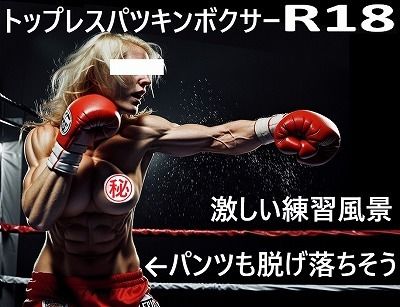 サンプル画像1:FIGHTING GIRLS MAGAZINE:戦う女パツキントップレスボクサーのパンツも脱げ落ちそうなぐらい激しい練習風景のひとコマ(EROISM) [d_545451]