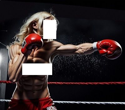 サンプル画像2:FIGHTING GIRLS MAGAZINE:戦う女パツキントップレスボクサーのパンツも脱げ落ちそうなぐらい激しい練習風景のひとコマ(EROISM) [d_545451]