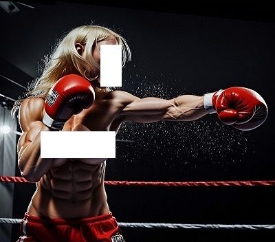 サンプル画像4:FIGHTING GIRLS MAGAZINE:戦う女パツキントップレスボクサーのパンツも脱げ落ちそうなぐらい激しい練習風景のひとコマ(EROISM) [d_545451]