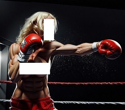 サンプル画像5:FIGHTING GIRLS MAGAZINE:戦う女パツキントップレスボクサーのパンツも脱げ落ちそうなぐらい激しい練習風景のひとコマ(EROISM) [d_545451]