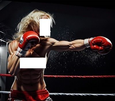 サンプル画像6:FIGHTING GIRLS MAGAZINE:戦う女パツキントップレスボクサーのパンツも脱げ落ちそうなぐらい激しい練習風景のひとコマ(EROISM) [d_545451]