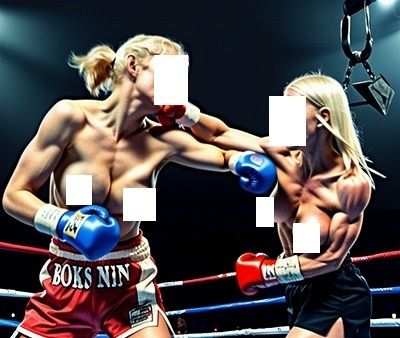 サンプル画像1:FIGHTING GIRLS MAGAZINE:激写！パツキントップレスボクサーのパンチが顎にヒットする瞬間！(EROISM) [d_545466]