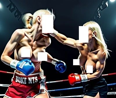 サンプル画像3:FIGHTING GIRLS MAGAZINE:激写！パツキントップレスボクサーのパンチが顎にヒットする瞬間！(EROISM) [d_545466]