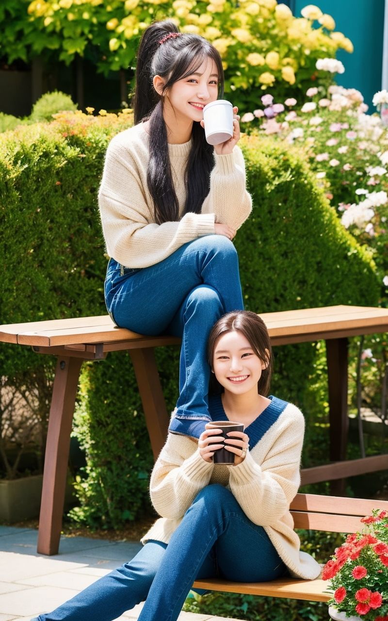 サンプル画像2:AI美女写真集┃仲良しの乙女(AI美女写真集┃清楚な大人) [d_545475]