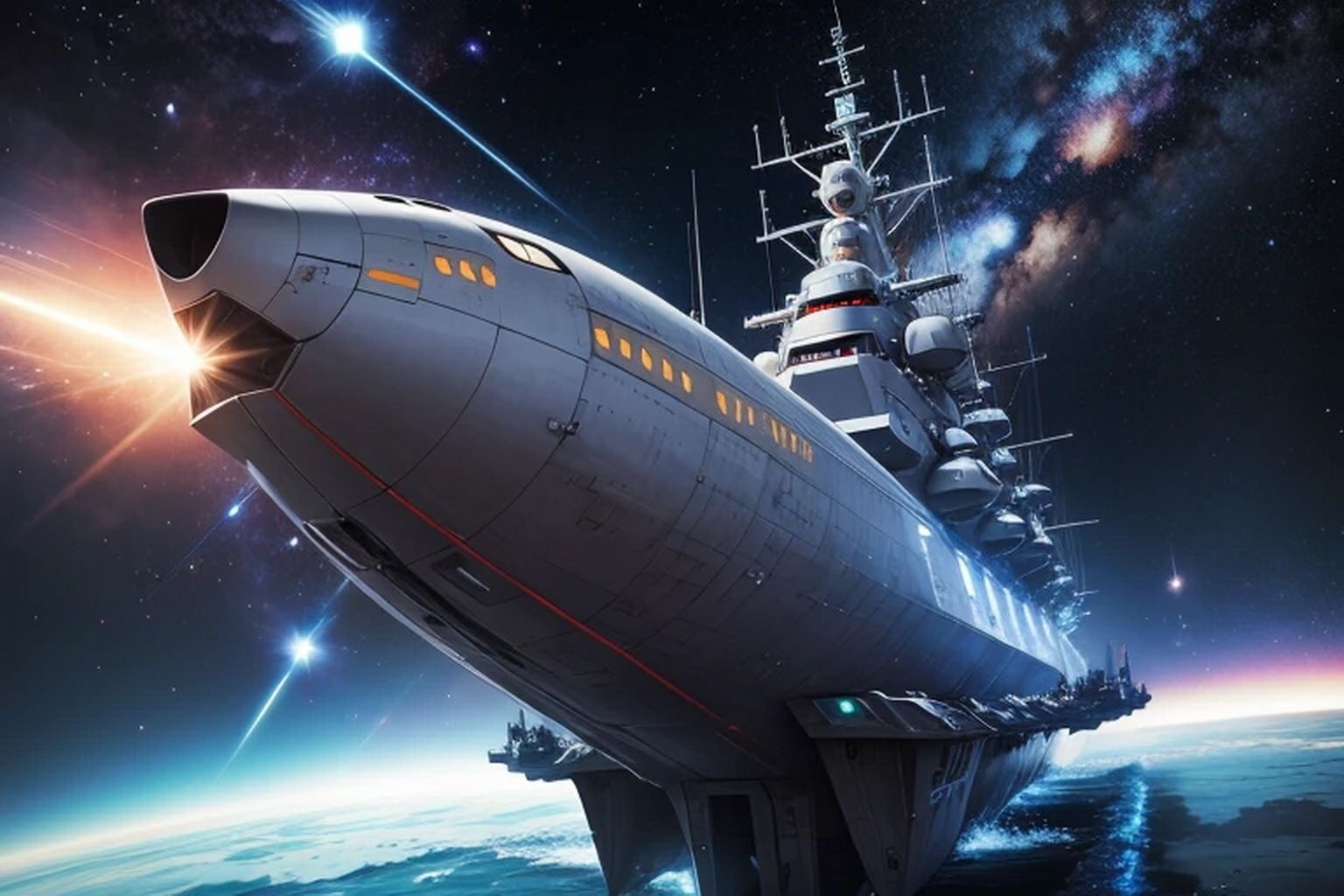 サンプル画像3:宇宙戦闘艦  背景素材(豊川内角) [d_545788]