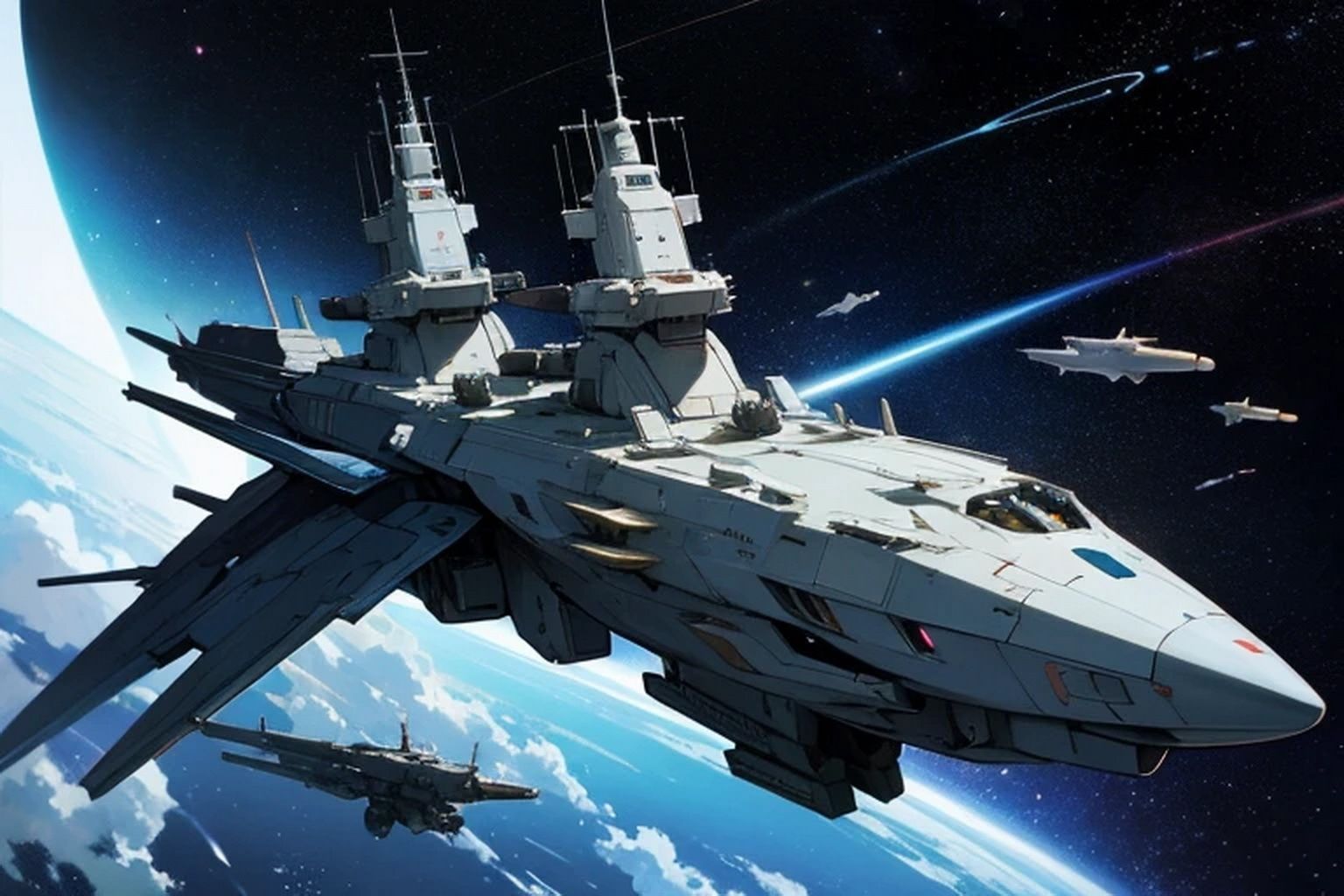 サンプル画像4:宇宙戦闘艦  背景素材(豊川内角) [d_545788]