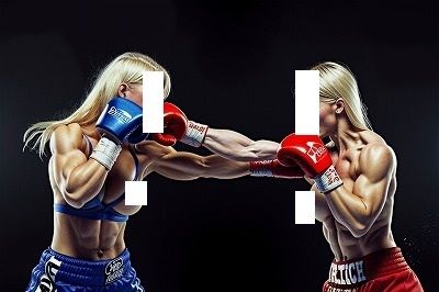 サンプル画像1:FIGHTING GIRLS MAGAZINE:激写！パツキントップレスボクサーのパンチが顔面にヒットする瞬間！(EROISM) [d_545850]