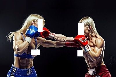 サンプル画像2:FIGHTING GIRLS MAGAZINE:激写！パツキントップレスボクサーのパンチが顔面にヒットする瞬間！(EROISM) [d_545850]