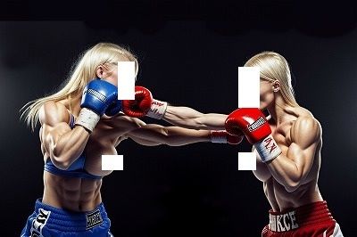 サンプル画像3:FIGHTING GIRLS MAGAZINE:激写！パツキントップレスボクサーのパンチが顔面にヒットする瞬間！(EROISM) [d_545850]