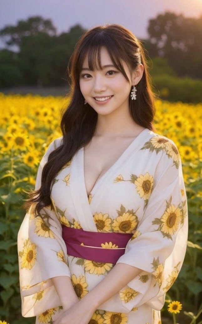 サンプル画像2:【美女名録】vol2.15  向日葵の夜──ひまわり畑で待つ君  206枚【AIグラビア写真集】(AI美女制作参謀本部2課) [d_546044]