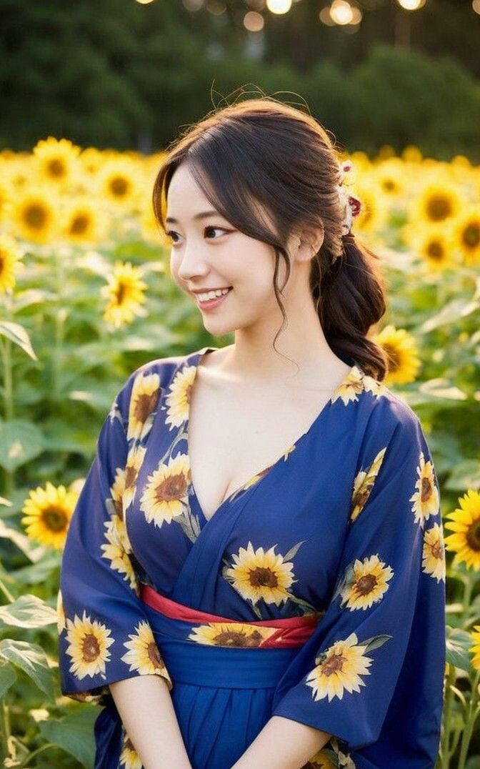 サンプル画像4:【美女名録】vol2.15  向日葵の夜──ひまわり畑で待つ君  206枚【AIグラビア写真集】(AI美女制作参謀本部2課) [d_546044]