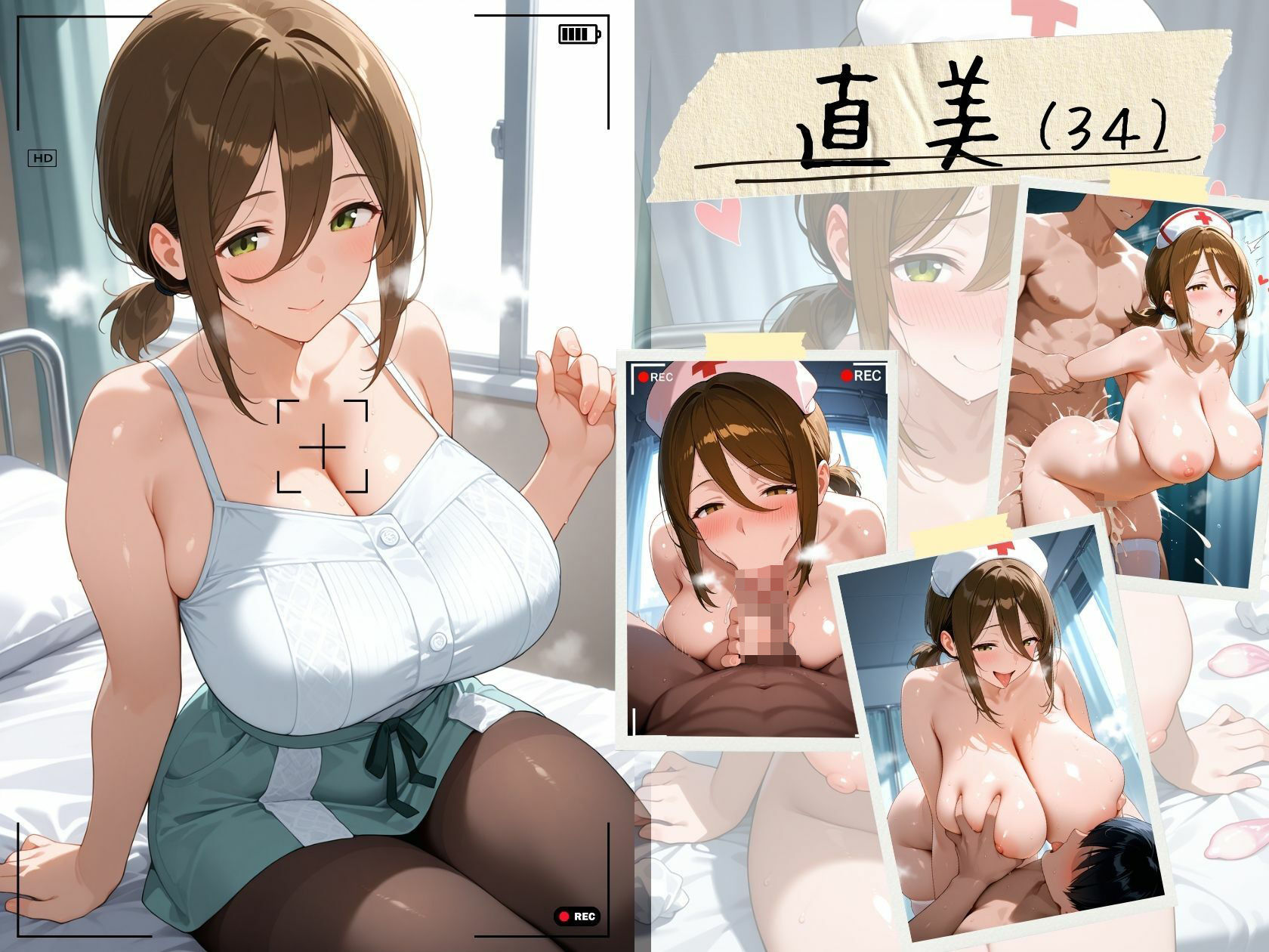 【エロ漫画】4人の爆乳人妻とエロナース汗だくSEX2