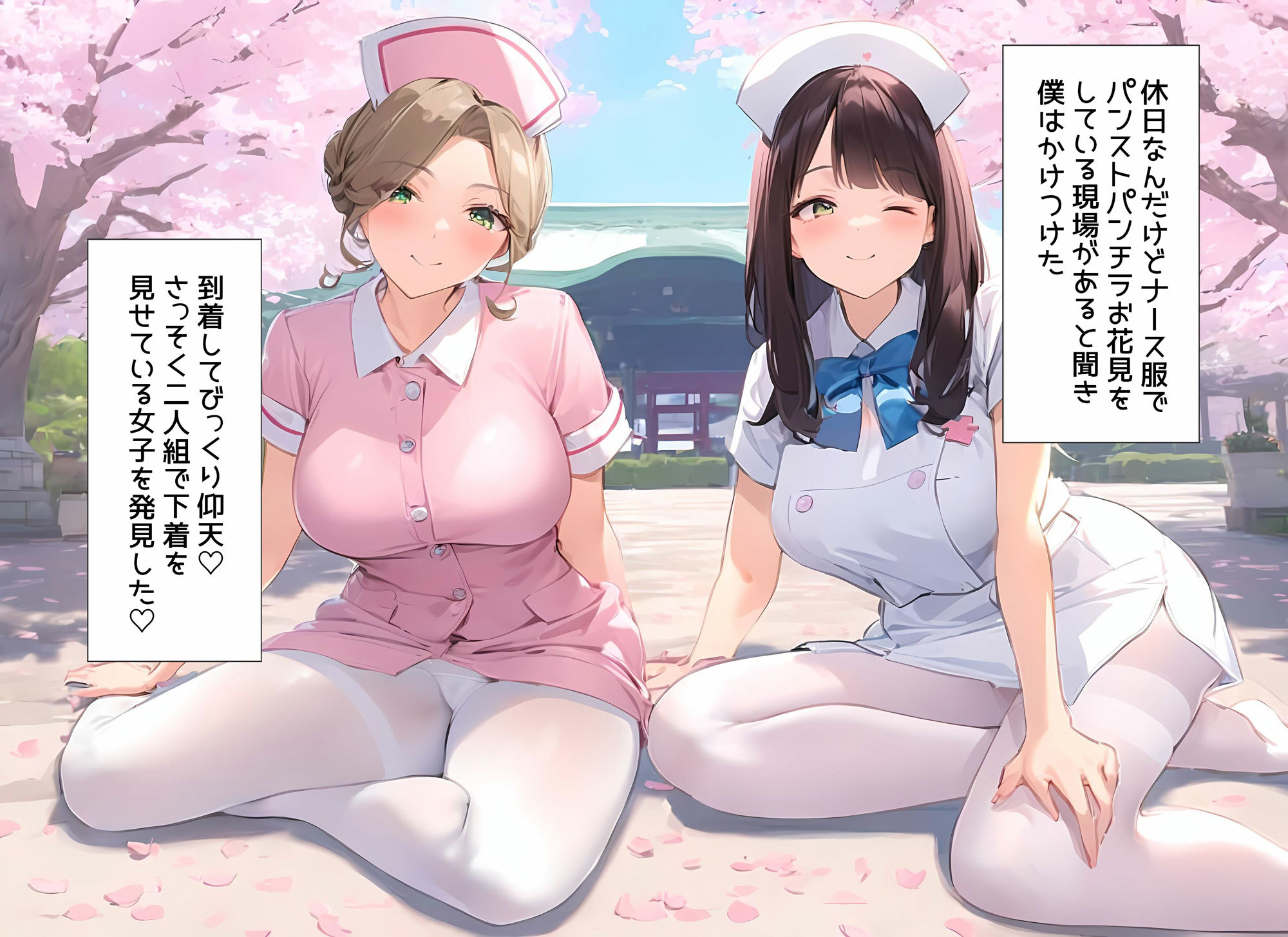 サンプル画像1:これは！勃起改善が出来るパンストパンチラお花見ナースのいる現場に行ってみた(日替わりさん) [d_546152]