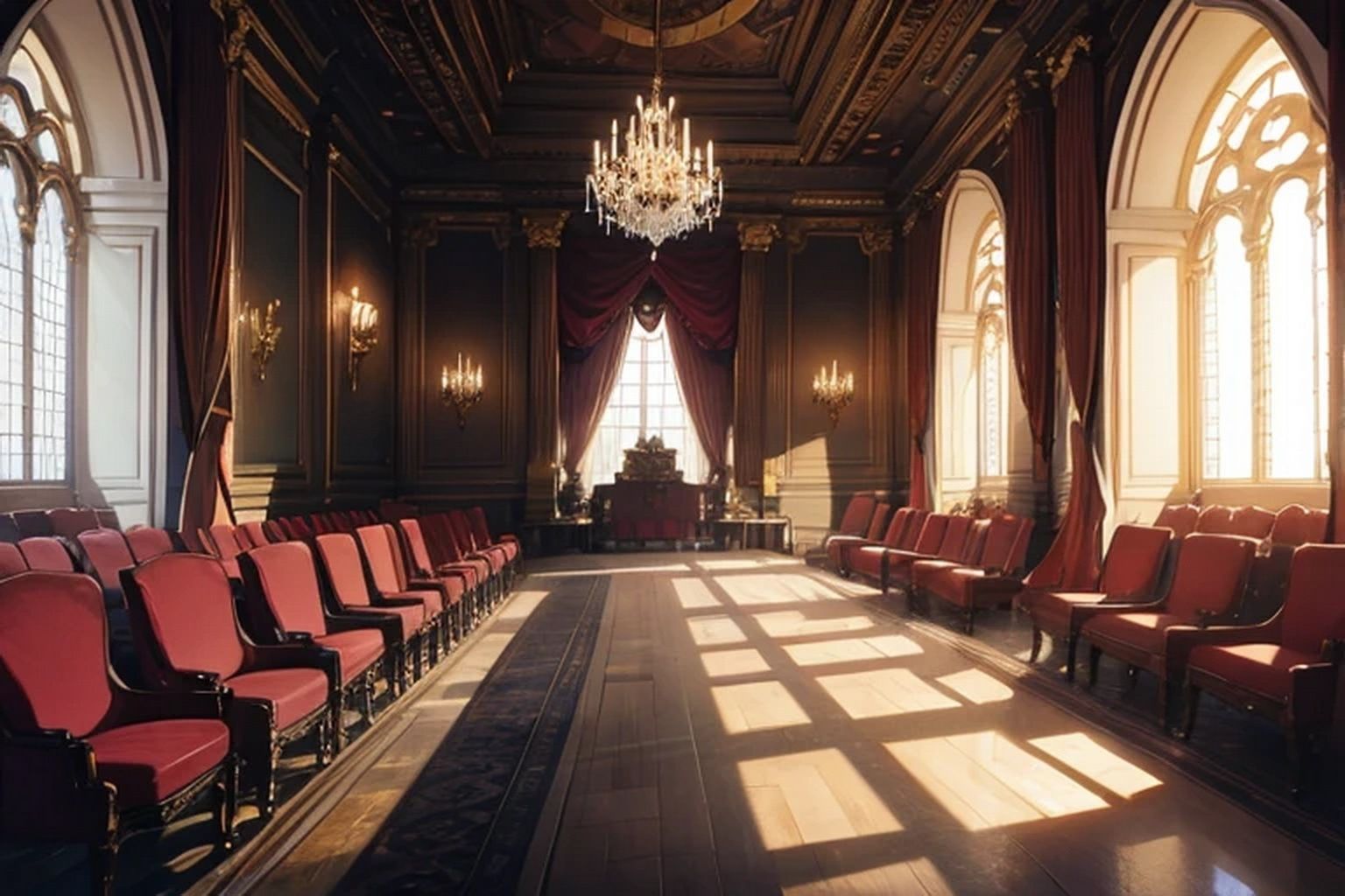 サンプル画像4:城・屋敷の舞踏会場  背景素材(豊川内角) [d_546160]