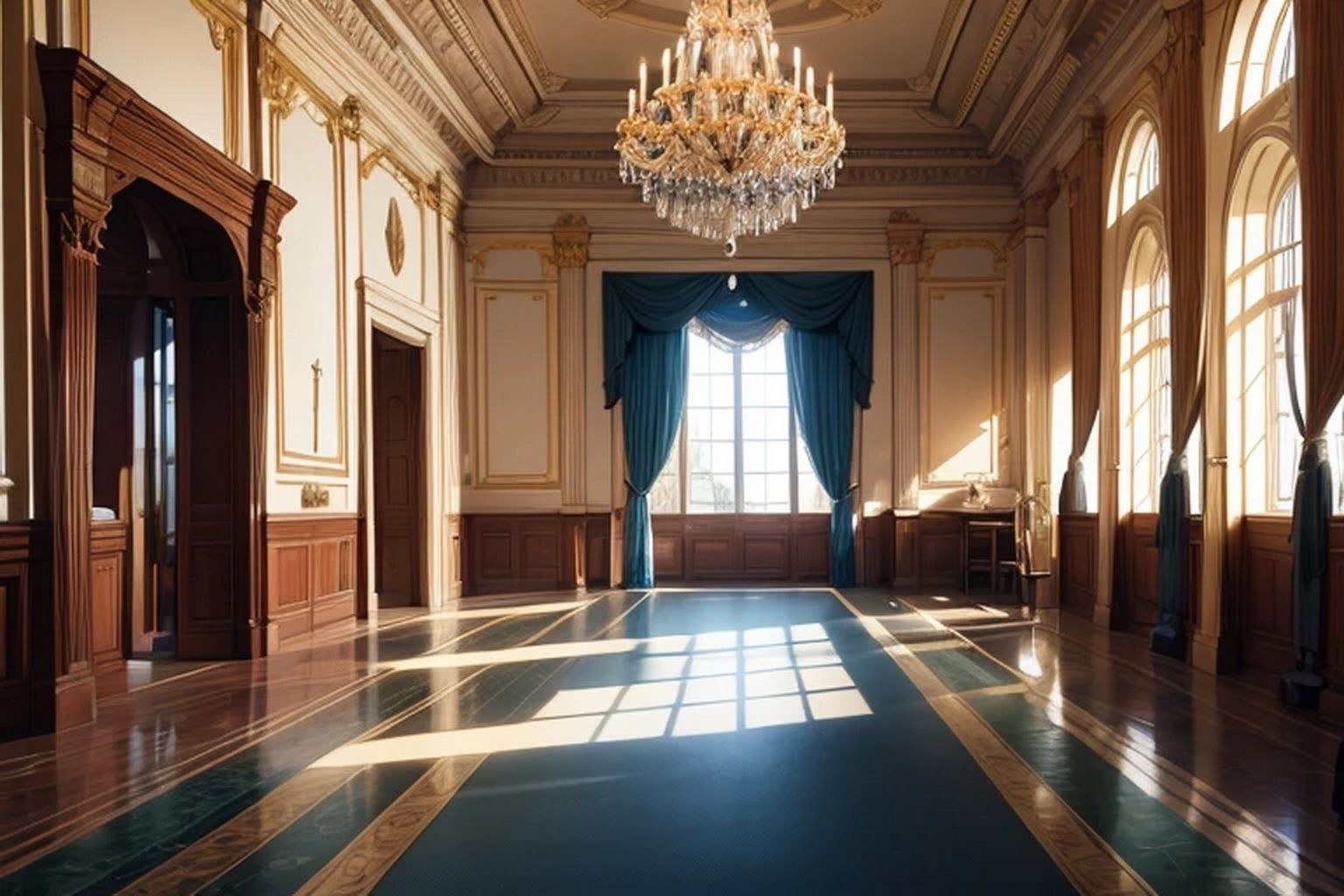 サンプル画像5:城・屋敷の舞踏会場  背景素材(豊川内角) [d_546160]