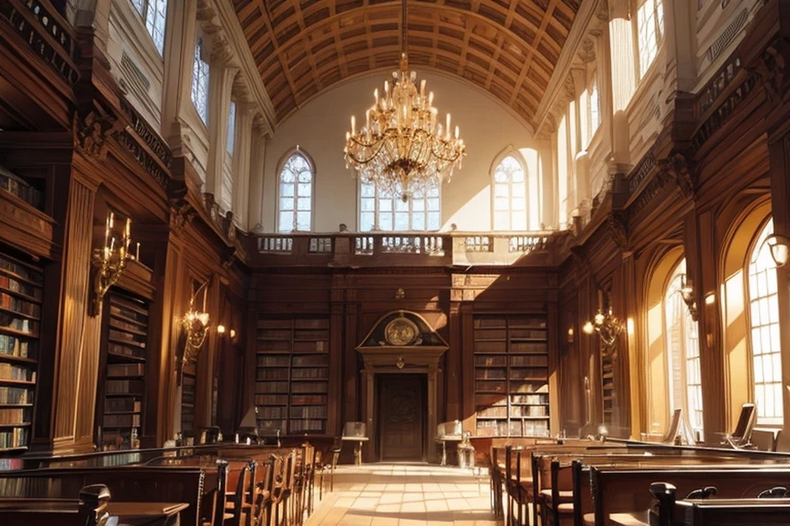 サンプル画像3:城・屋敷の図書室  背景素材(豊川内角) [d_546163]