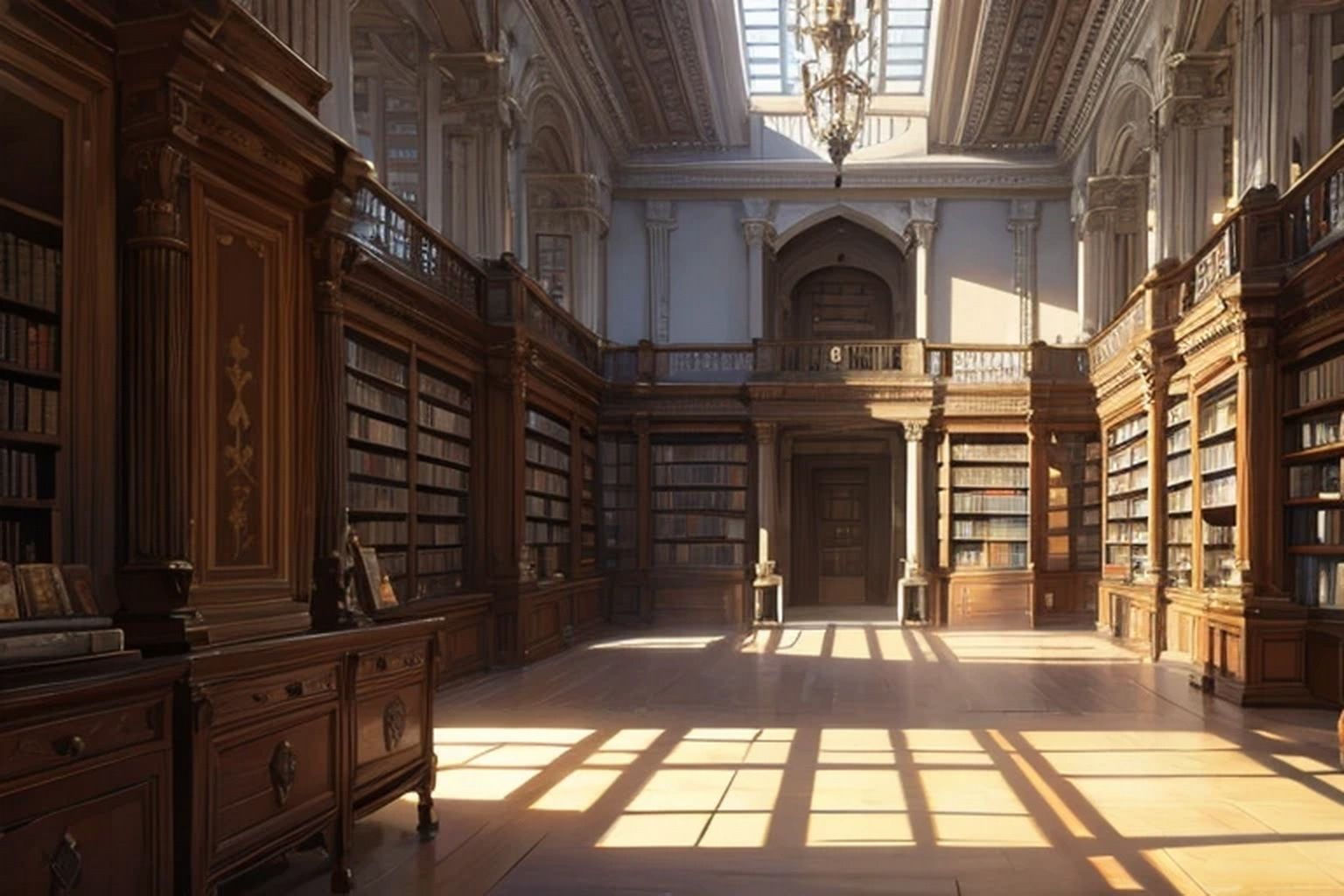 サンプル画像4:城・屋敷の図書室  背景素材(豊川内角) [d_546163]